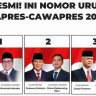 nomor urut pasangan capres cawapres