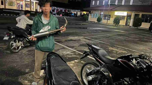 Polres Pematangsiantar Gelar Patroli Malam Minggu, Enam Sepeda Motor Knalpot Brong Diamankan