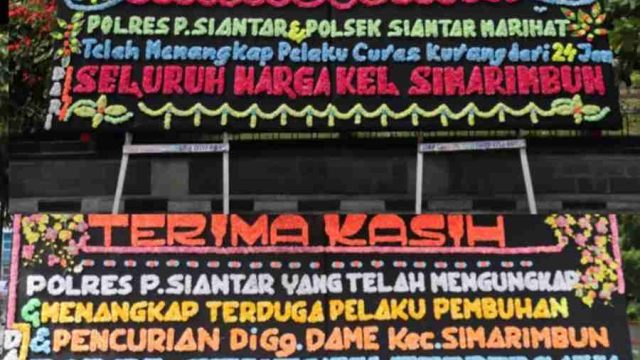 Deretan Papan Bunga Hiasi Mapolres Pematangsiantar, Bentuk Apresiasi atas Pengungkapan Kasus Curas