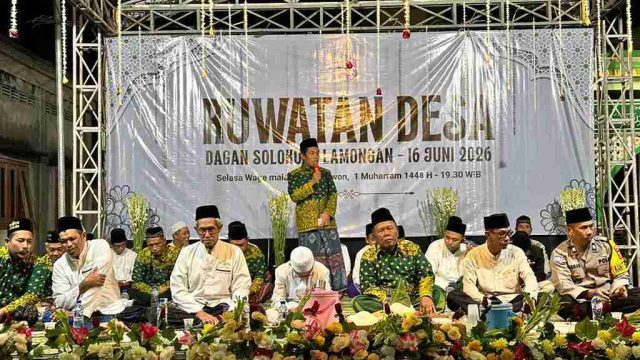 Polsek Solokuro Bersama Muspika Hadiri Pengajian Umum Ruwatan Desa Dagan, Wujud Pelestarian Tradisi dan Penguatan Kamtibmas