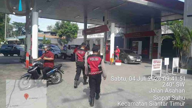 Antisipasi Gangguan Distribusi, Sat Samapta Polres Pematangsiantar Lakukan Monitoring SPBU