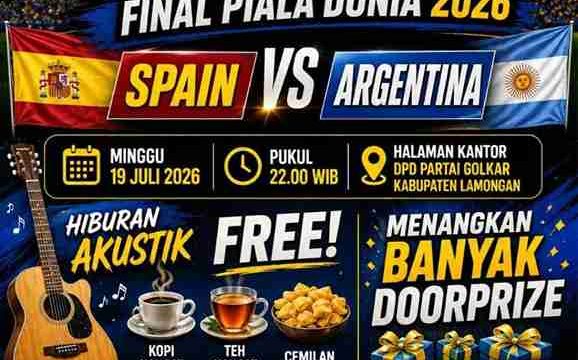 Meriahkan Final Piala Dunia 2026, DPD Golkar Lamongan Gelar Nobar Berhadiah Kambing
