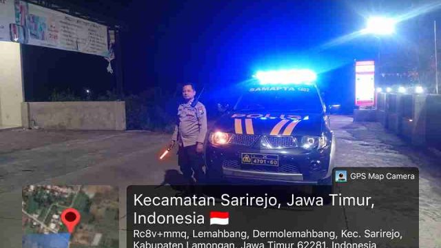 Patroli Blue Light Polsek Sarirejo Cegah Curas, Curat dan Gesekan Antarperguruan Silat di Lamongan 