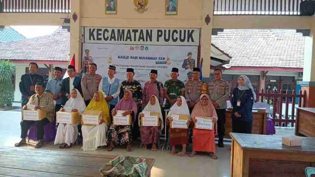 Hadiri Maulid Nabi di Pendopo Pucuk, Kapolsek Tekankan Pentingnya Pendidikan Anak Yatim