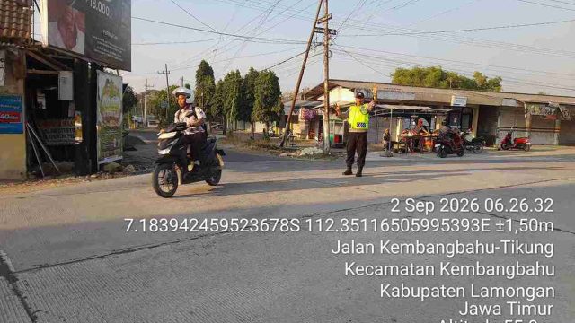 Commander Wish Pagi, Polsek Kembangbahu Turunkan Personel Atur Lalu Lintas di Titik Rawan