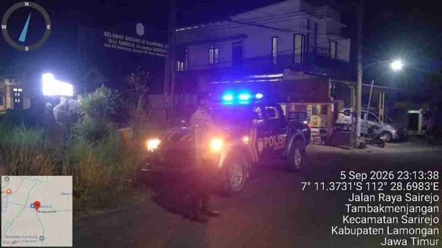 Patroli Blue Light Polsek Sarirejo Sasar Titik Rawan, Cegah 4C dan Gesekan Antarperguruan Silat di Lamongan 
