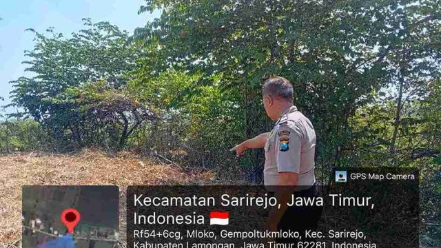 Polsek Sarirejo Patroli Area Persawahan, Waspadai Kekeringan dan Potensi Kebakaran Lahan